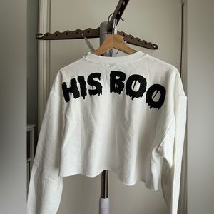 His Boo Cropped Crew Neck